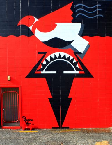 Benjamine Work Man Bird Red Black Taupo Town