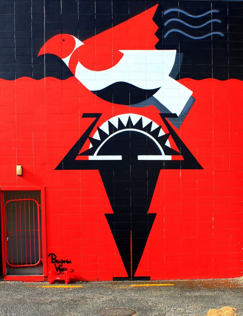 Benjamine Work Man Bird Red Black Taupo Town